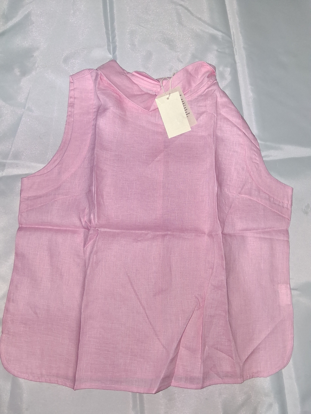 Women's Pink Sleeveless Linen-Feel Camisole